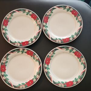 Tienshan Festive Holiday Dinner Plates Set Of 4
